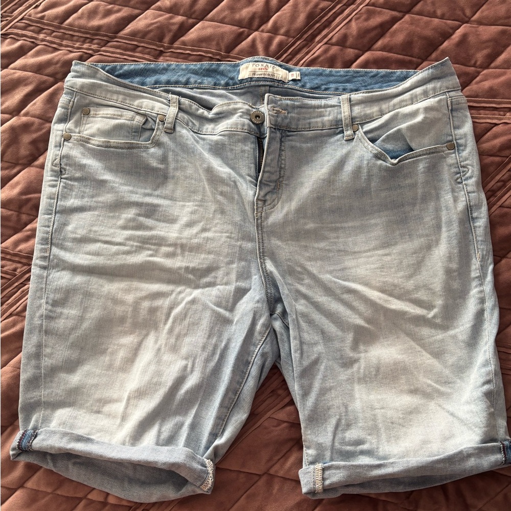 Torrid Blue Jean Shorts with Rolled Hem